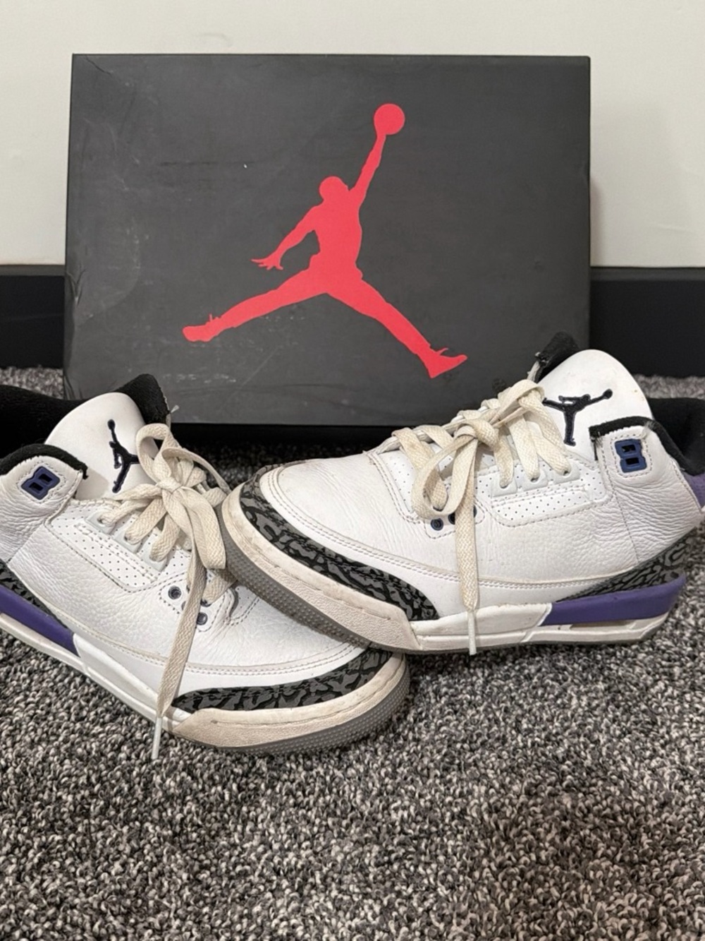Air Jordan 3 Retro dark iris Basketball Shoes Womens 6.5 Kids 5